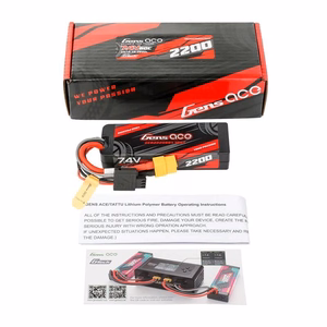 Lipo Gens ace G-Tech 2200 mAh 7,4 V 2S1P 60C GRP-76 cietā korpusa akumulators ar XT60 savienotāju