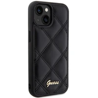 Guess Quilted Metal Logo viedtālruņa apvalks iPhone 15 - melns