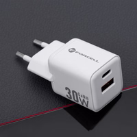 FORCELL F-ENERGY Mini GaN III VT-35 ceļojumu lādētājs ar 1 x Type C + 1x USB A ligzdām, PD QC4.0 30W balts