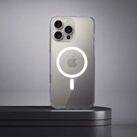 Clear Elite Mag Cover pret dzeltenumu, saderīgs ar kameras vadības pogu un Magnētisko IPHONE 16 PRO MAX caurspīdīgs