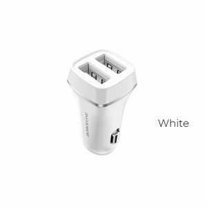 Borofone BZ2 Joyroad automašīnas lādētājs ar 2 USB-A pieslēgvietām, 12 W, balts