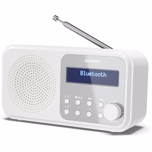 Sharp Tokyo pārnēsājams digitālais radio DR-P420(WH), Bluetooth, balts (Sharp DR-P420(WH) Tokyo pārnēsājams digitālais radio, FM/DAB/DAB+, Bluetooth 5.0, darbojas no USB vai baterijām, sniegbalts)