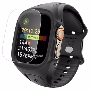 Spigen Liquid Air Pro maciņš ar siksniņu un 9H rūdīts stikls Apple Watch Ultra 49 mm, melni