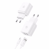 USAMS Tīkla lādētājs 2xUSB 18W + kabelis Lightning/USB-A Fast Charging balts series HC HCXLTZ01