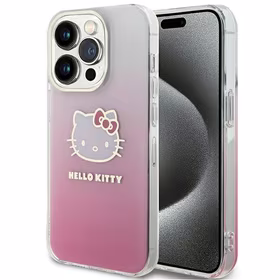 Hello Kitty IML gradienta elektrop kaķa galvas viedtālruņa apvalks iPhone 14 Pro - rozā