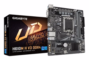 GIGABYTE H610M H V3 DDR4 mātesplate - atbalsta Intel Core 14. paaudzes procesorus, 4+1+1 hibrīdfāžu digitālais VRM, līdz 3200MHz DDR4, 1xPCIe 3.0 M.2, GbE LAN, USB 3.2 Gen 1