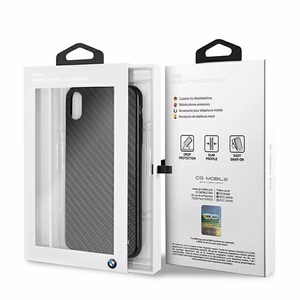 BMW Siganture Carbon viedtālruņa apvalks iPhone Xs Max - melns