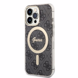 Komplekts Guess GUBPP13LH4EACSK vāciņš + lādētājs iPhone 13 Pro melns cietais vāciņš ar 4G rakstu Magnētiskais