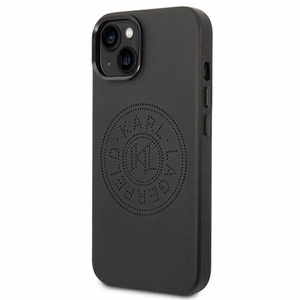 Karl Lagerfeld ādas perforēts logotipa apvalks viedtālrunim iPhone 14 Plus - melns
