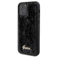 Guess Sequin Script Metal viedtālruņa apvalks iPhone 12/12 Pro - melns