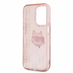 Karl Lagerfeld IML Choupette galvas un monogrammas apvalks iPhone 15 Pro - rozā
