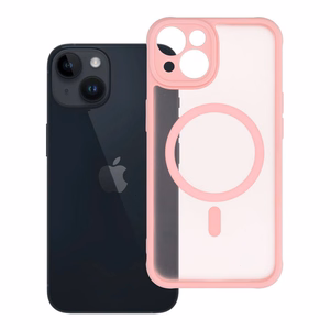 FULL MATTE MAG COVER viedtālruņa apvalks, saderīgs ar MagSafe, paredzēts IPHONE 14 gaiši rozā