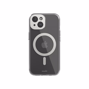 Moshi iGlaze MagSafe vāciņš ierīcei iPhone 15, caurspīdīgs ar “Luna Silver” krāsas detaļām