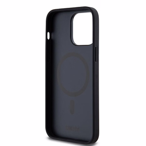 DKNY Leather Pattern Metal Logo MagSafe Чехол для iPhone 13 Pro / 13 - чёрный