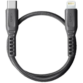 Uniq Flex USB-C / Lightning 18W neilona kabelis 30 cm - pelēks