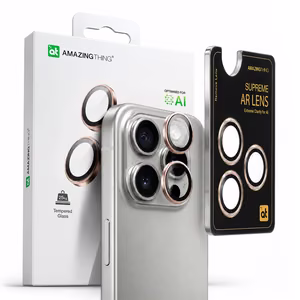 AmazingThing AR alumīnija 3 objektīvu stikls ar objektīva rāmi iPhone 16 Pro / 16 Pro Max - rozā zelts