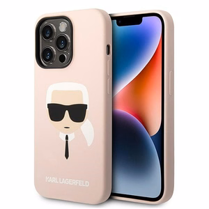 Karl Lagerfeld KLHMP14LSLKHLP iPhone 14 Pro 6.1 "cietais apvalks gaiši rozā / gaiši rozā Silikona Karla Galva Magsafe