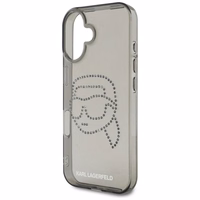 Karl Lagerfeld IML Rhinestones Karl Head apvalks iPhone 16 Pro melns