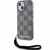 Karl Lagerfeld IML Mono KL Pattern & Cord viedtālruņa apvalks iPhone 15 / 14 / 13 - melns
