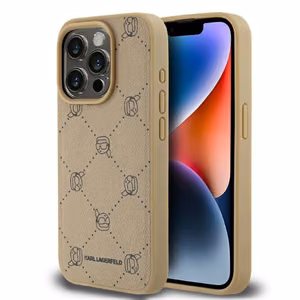 Karl Lagerfeld Magnētiskais Karl Galva Viedtālruņa apvalks iPhone 15 Pro - bēšs