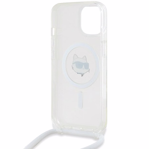 Karl Lagerfeld IML Choupette Head & Cord Magnētiskais viedtālruņa apvalks iPhone 14 / 13 / 15 - caurspīdīgs