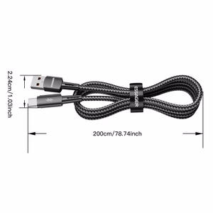 USB Cable Essager "Morning Glory 2" Black "Type-C" 200cm (up to 120W)