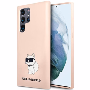 Karl Lagerfeld KLHCS23LSNCHBCP Silicone Choupette vāciņš ierīcei Samsung Galaxy S23 Ultra (S918), rozā