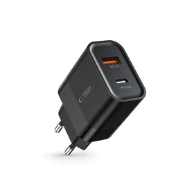 Tech-Protect C30W lādētājs USB-C PD 30W / USB-A QC 3.0 - melns