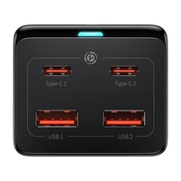 Baseus GaN3 Pro sienas lādētājs / pagarinātājs 2xUSB + 2xUSB-C + AC, 100W (melns)