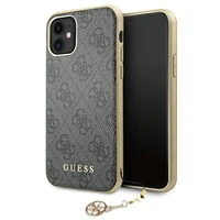 Guess GUHCN61GF4GGR iPhone 11 6.1" / Xr pelēks/pelēks cietais apvalks 4G Charms Collection