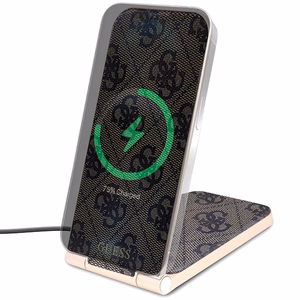 Guess 4G Pattern MagSafe складное 2 в 1 15W индуктивное зарядное устройство - коричневый
