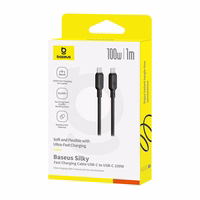 Baseus Silky Series 100W USB-C - USB-C 1m kabelis - melns