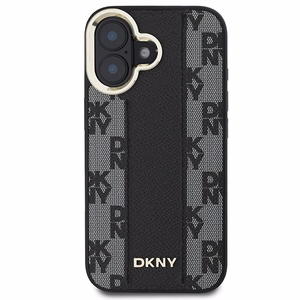 DKNY Rūtainais raksts magnētiskais iPhone 16 Plus viedtālruņa apvalks - melns