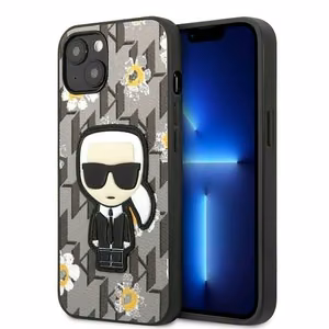 Karl Lagerfeld KLHCP13MPMNFIK1 iPhone 13 6.1" pelēks/pelēks Ziedu Ikonik Karl