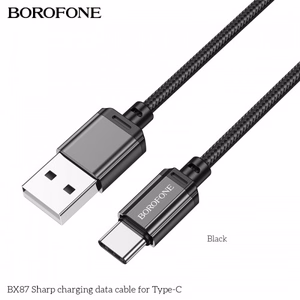 Borofone kabelis BX87 Sharp - USB uz C tipa - 3A 1 metrs, melns