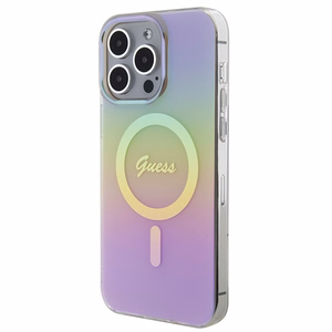 Guess IML Iridescent Magnētiskais viedtālruņa apvalks iPhone 15 Pro - rozā