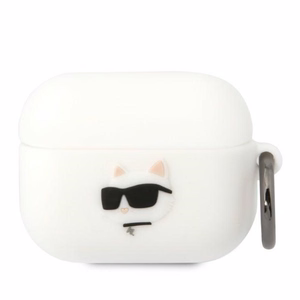 Karl Lagerfeld KLAPRUNCHH AirPods Pro чехол белый/белый Silicone Choupette Head 3D