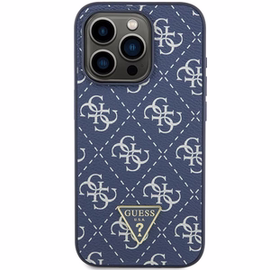 Guess 4G Triangle Metal Logo viedtālruņa apvalks iPhone 15 Pro - zils