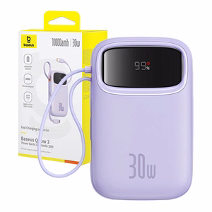 Portatīvais lādētājs Baseus QPow 2 10000mAh 30W 2xUSB-C (violets)