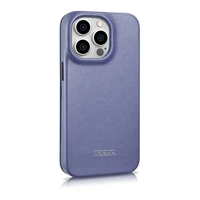 iCarer CE Premium ādas folio viedtālruņa apvalks iPhone 14 Pro Max magnētiskais atveramais ādas folio apvalks MagSafe gaiši violeta