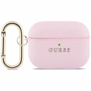 Guess Grained Classic Logo Maciņš for AirPods Pro 3 - rozā