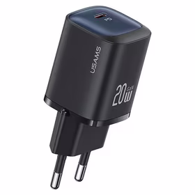 USAMS Tīkla lādētājs CC248 20W GaN USB-C Fast Charging HC Series melns CC248TC01