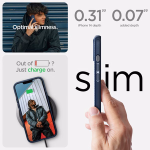 Spigen Mag Armor viedtālruņa apvalks iPhone 14 Plus - zils