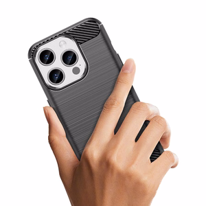 Elastīgs oglekļa raksta viedtālruņa apvalks iPhone 15 Pro Carbon Case - melns