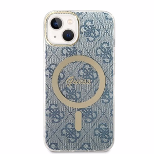 Komplekts Guess GUBPP14MH4EACSB apvalks + lādētājs iPhone 14 Plus 6.7" zils/zils cietais apvalks 4G Print Magnētiskais