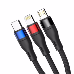 3mk Hyper Cable N-SERIES 3 in 1 USB-A / Lightning / Micro 1.2m 9V/2A 18W - melns