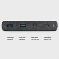 HUB Uniq Surge LITHOS Collective 90W 2xUSB-A QC 3.0 / 2xUSB-C PD 3.0 - melns