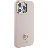 Guess Silikona Logo Strass 4G Viedtālruņa apvalks iPhone 15 Pro Max - Rozā
