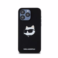 Karl Lagerfeld silikona Choupette Head magnētiskais viedtālruņa apvalks iPhone 15 Pro - melns