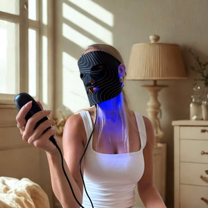 Lunni silikona LED un Near-Infrared sejas maska, 7 krāsas, melna